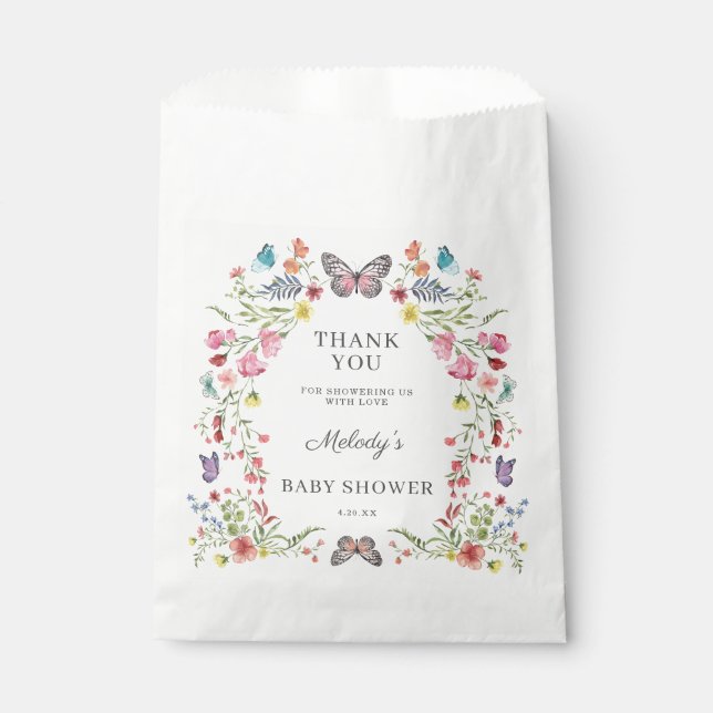 Butterfly Wildflower Baby Shower Favor Bag (Front)