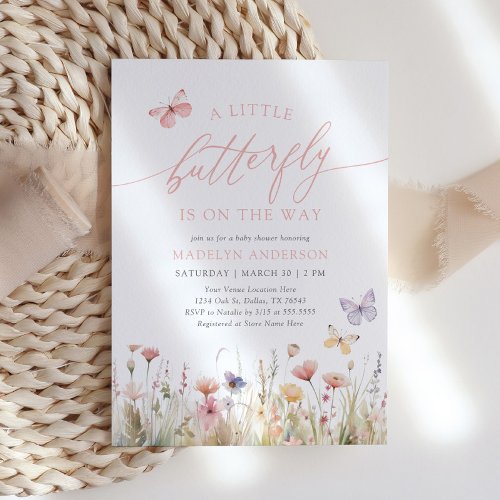 Butterfly Wildflower Baby Shower Invitation