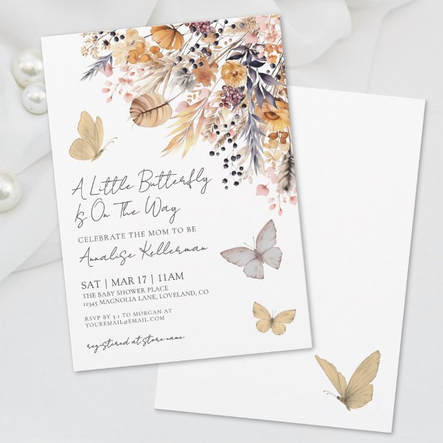 Butterfly Wildflower Baby Shower Invitation (Butterfly Wildflower Fall Baby Shower Invitation)