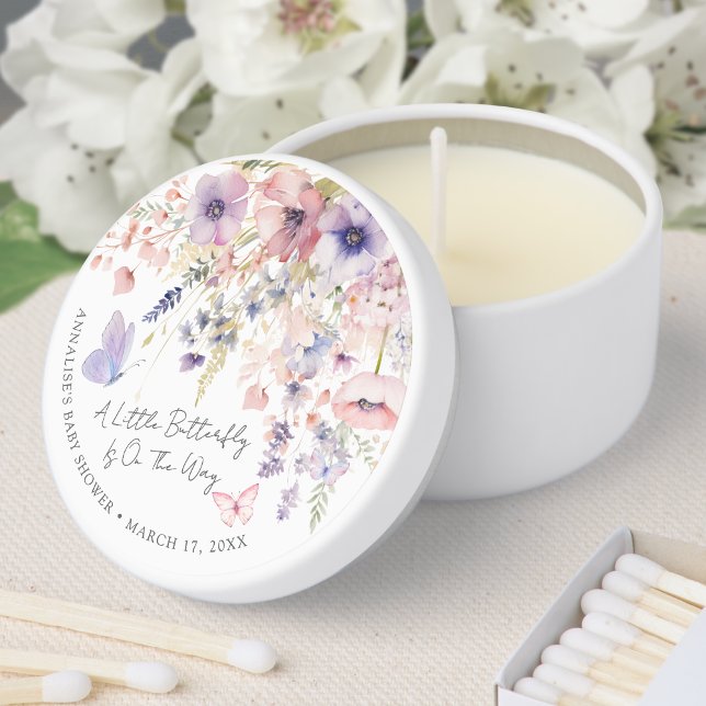 Butterfly Wildflower Baby Shower Mini Candle Favors (Butterfly Wildflower Baby Shower Mini Candle Favors)