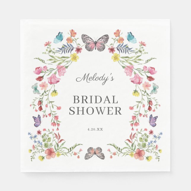 Butterfly Wildflower Baby Shower Napkins (Front)