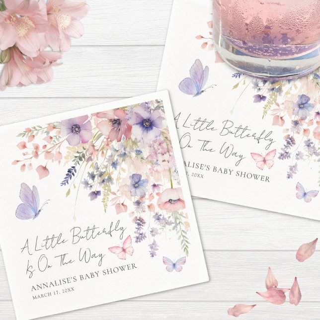 Butterfly Wildflower Baby Shower Napkins (Butterfly Wildflower Baby Shower Napkins)