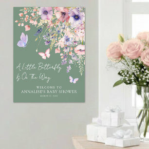 Butterfly Wildflower Baby Shower Welcome Sign