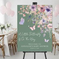 Butterfly Wildflower Baby Shower Welcome Sign