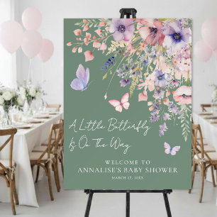 Butterfly Wildflower Baby Shower Welcome Sign