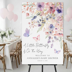 Butterfly Wildflower Baby Shower Welcome Sign