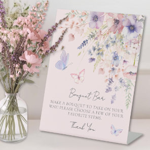 Butterfly Wildflower Blush Pink Bouquet Flower Bar Pedestal Sign