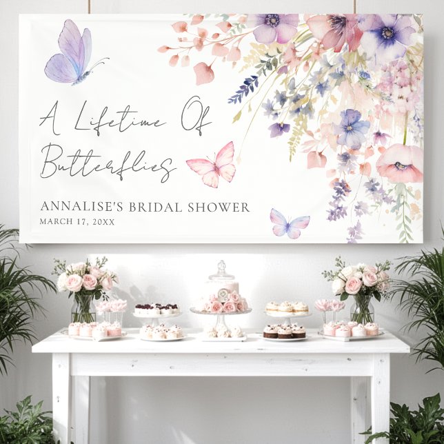 Butterfly Wildflower Bridal Shower Banner (Butterfly Wildflower Bridal Shower Banner)