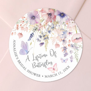 Butterfly Wildflower Bridal Shower Classic Round Sticker