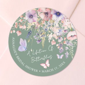 Butterfly Wildflower Bridal Shower Classic Round Sticker