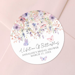 Butterfly Wildflower Bridal Shower Classic Round Sticker