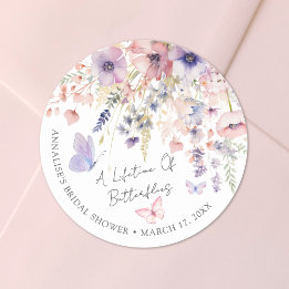 Butterfly Wildflower Bridal Shower Classic Round Sticker