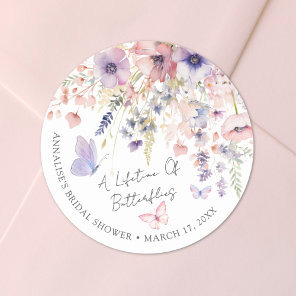 Butterfly Wildflower Bridal Shower Classic Round Sticker