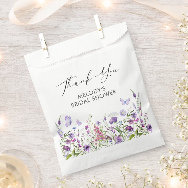 Butterfly Wildflower Bridal Shower Favor Bag (Clipped)
