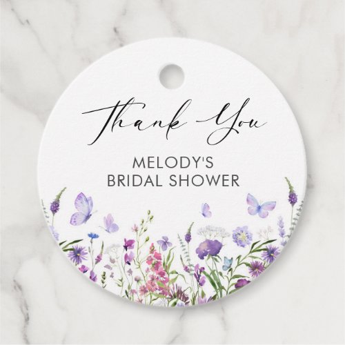 Butterfly Wildflower Bridal Shower Favor Tags
