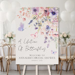 Butterfly Wildflower Bridal Shower Foam Board<br><div class="desc">A Lifetime of Butterflies Bridal Shower Welcome Sign. Welcome guests to your bridal shower with this whimsical and romantic welcome sign, perfect for an "A Lifetime of Butterflies" themed celebration. The design features a soft and delicate arrangement of watercolor wildflowers and greenery, with multiple pink and purple butterflies fluttering across...</div>
