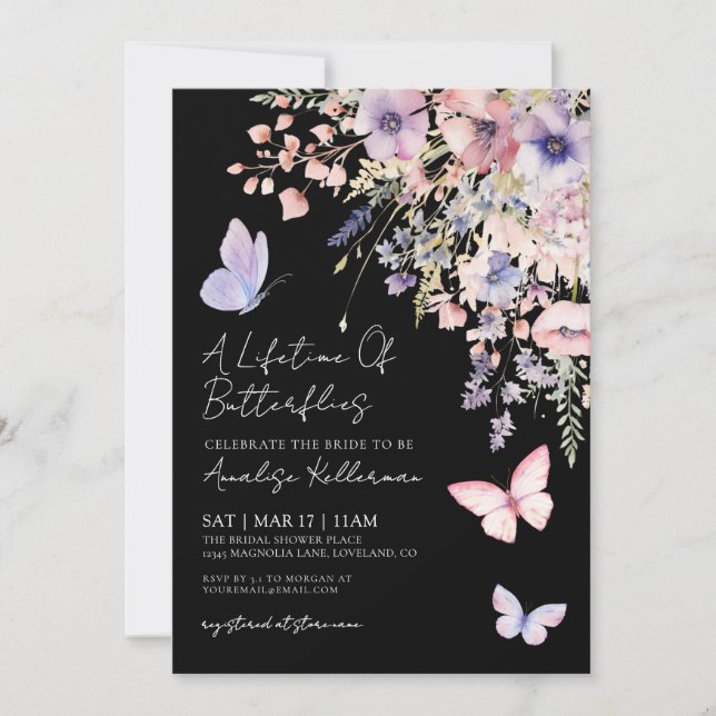 Butterfly Wildflower Bridal Shower Invitation (Front)