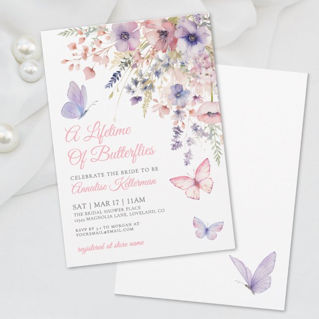 Butterfly Wildflower Bridal Shower Invitation (Butterfly Wildflower Bridal Shower Invitation )