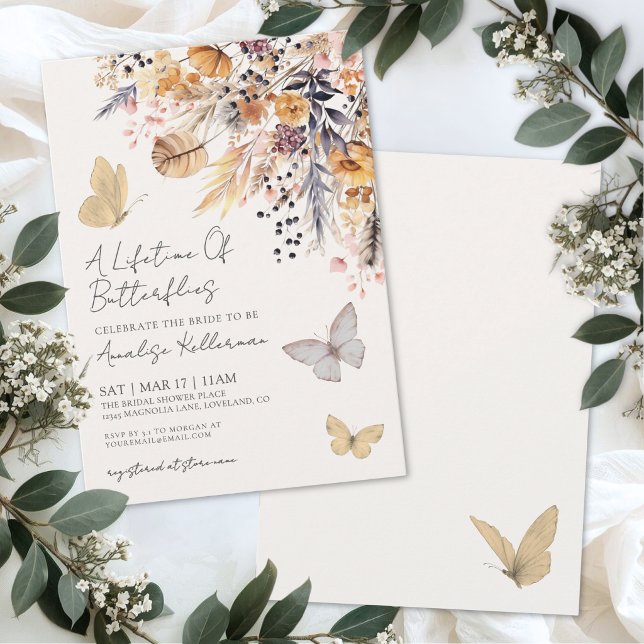 Butterfly Wildflower Bridal Shower Invitation (Butterfly Wildflower Bridal Shower Invitation )