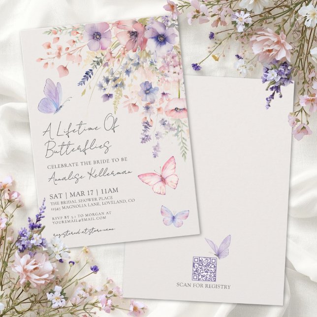 Butterfly Wildflower Bridal Shower Invitation (Butterfly Wildflower Bridal Shower Invitation)