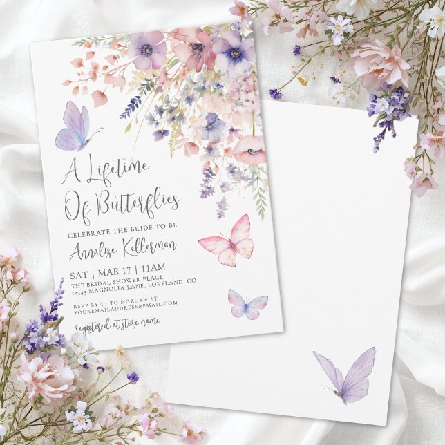 Butterfly Wildflower Bridal Shower Invitation (Butterfly Wildflower Bridal Shower Invitation)