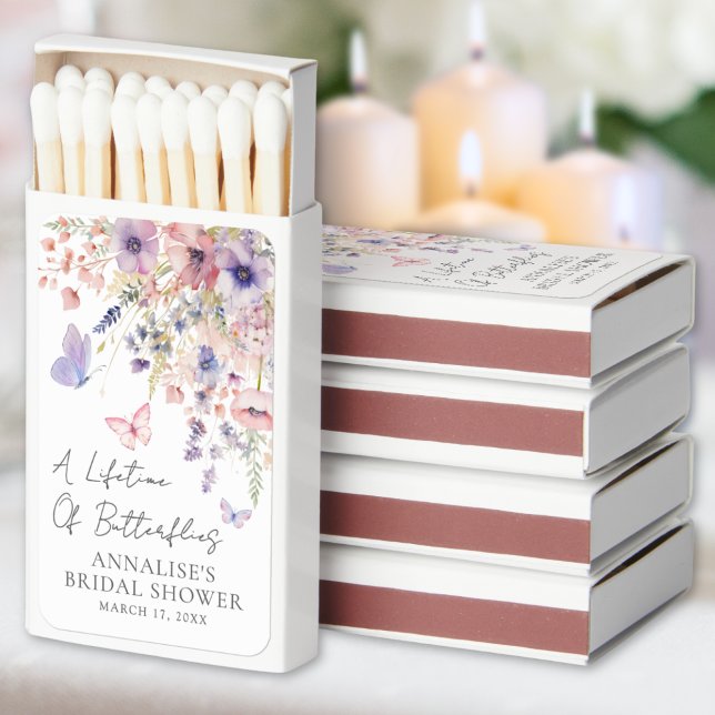 Butterfly Wildflower Bridal Shower Matchboxes (Butterfly Wildflower Bridal Shower Matchboxes)