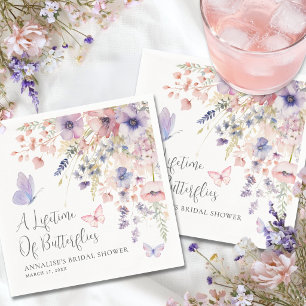 Butterfly Wildflower Bridal Shower Napkins