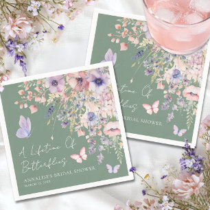 Butterfly Wildflower Bridal Shower Napkins