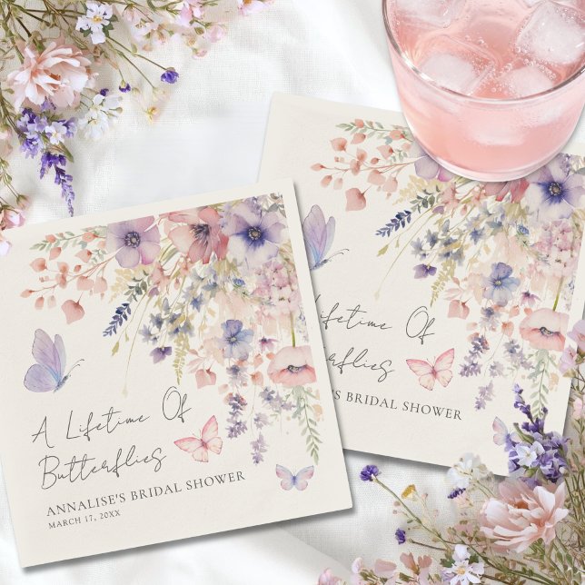 Butterfly Wildflower Bridal Shower Napkins (Butterfly Wildflower Bridal Shower Napkins)
