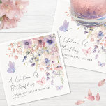 Butterfly Wildflower Bridal Shower Napkins<br><div class="desc">A Lifetime of Butterflies Bridal Shower Napkin. Add a touch of whimsical romance to your bridal shower with this charming napkin design, perfect for an "A Lifetime of Butterflies" themed celebration. The artwork features a delicate mix of watercolor wildflowers and greenery, with multiple pink and purple butterflies fluttering across the...</div>