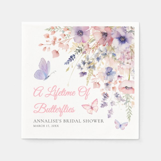 Butterfly Wildflower Bridal Shower Napkins (Front)