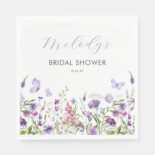 Butterfly Wildflower Bridal Shower Napkins
