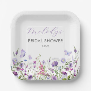 Butterfly Wildflower Bridal Shower Paper Plates