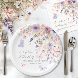 Butterfly Wildflower Bridal Shower Paper Plates
