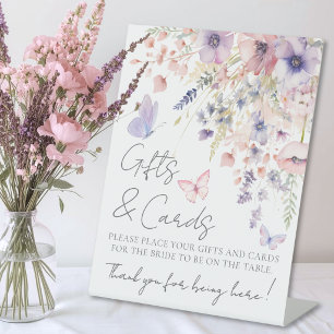 Butterfly Wildflower Bridal Shower Pedestal Sign