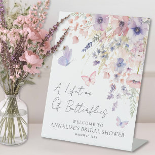 Butterfly Wildflower Bridal Shower Pedestal Sign