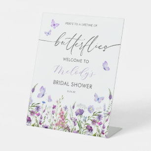 Butterfly Wildflower Bridal Shower Pedestal Sign