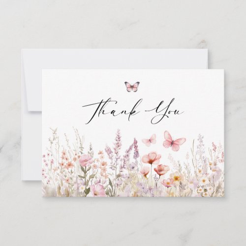 Butterfly Wildflower Bridal Shower Thank You Card