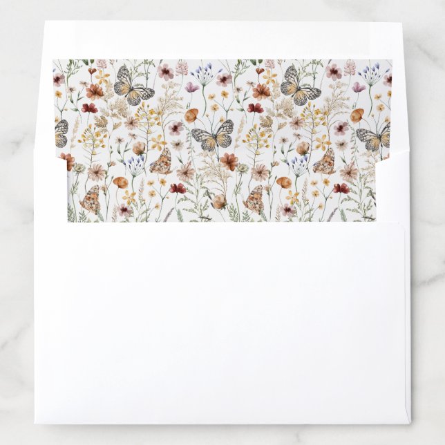 Butterfly Wildflower Envelope Liner Wedding Suite (In Envelope)