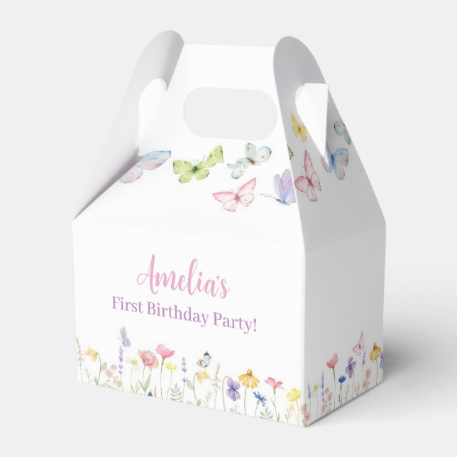 Butterfly Wildflower Favor Box Birthday Party (Front Side)