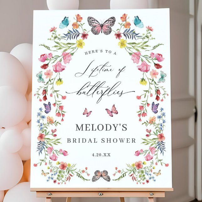 Butterfly Wildflower Floral Bridal Shower Welcome Foam Board (Butterfly Wildflower Floral Bridal Shower Welcome Foam Board)