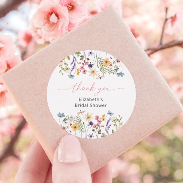 Butterfly Wildflower Garden Bridal Shower Classic Round Sticker (Creator Uploaded)