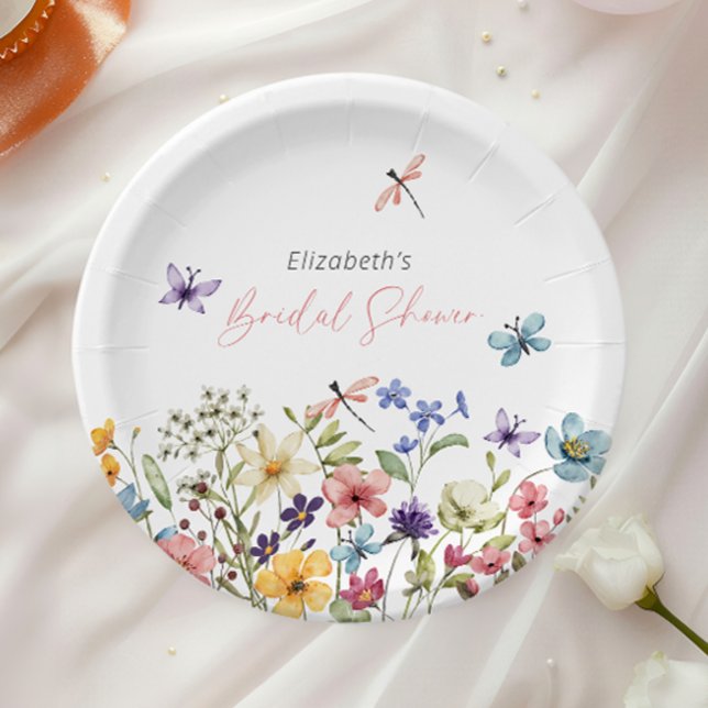 Butterfly Wildflower Garden Bridal Shower Paper Plates (Creator Uploaded)