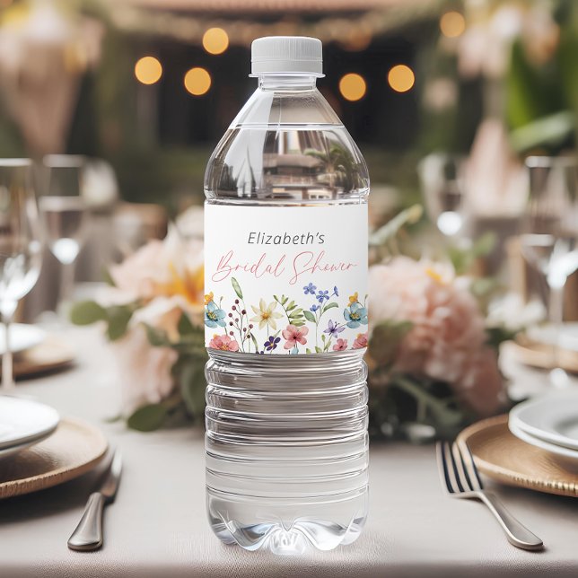 Butterfly Wildflower Garden Bridal Shower Water Bottle Label (Creator Uploaded)