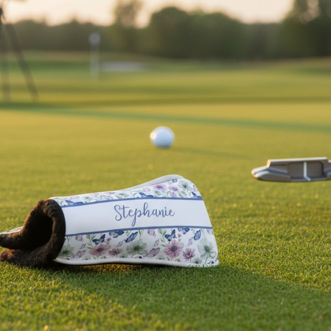 Butterfly Wildflower Golf Head Cover (Personalized Butterfly Wildflower Putter Head Cover)