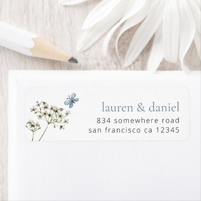 Butterfly Wildflower Names Return Address Wedding Label (Insitu)