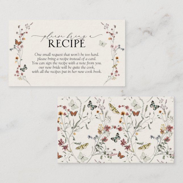 Butterfly Wildflower Please Bring A Recipe Enclosure Card (Front/Back)