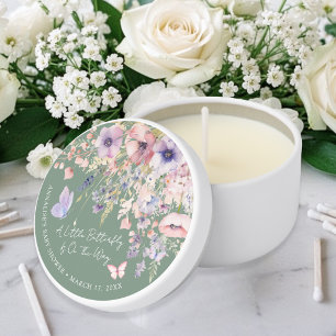 Butterfly Wildflower Sage Green Baby Shower Mini Candle Favors
