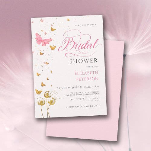 Butterfly Wildflowers Boho Garden Bridal Shower Invitation