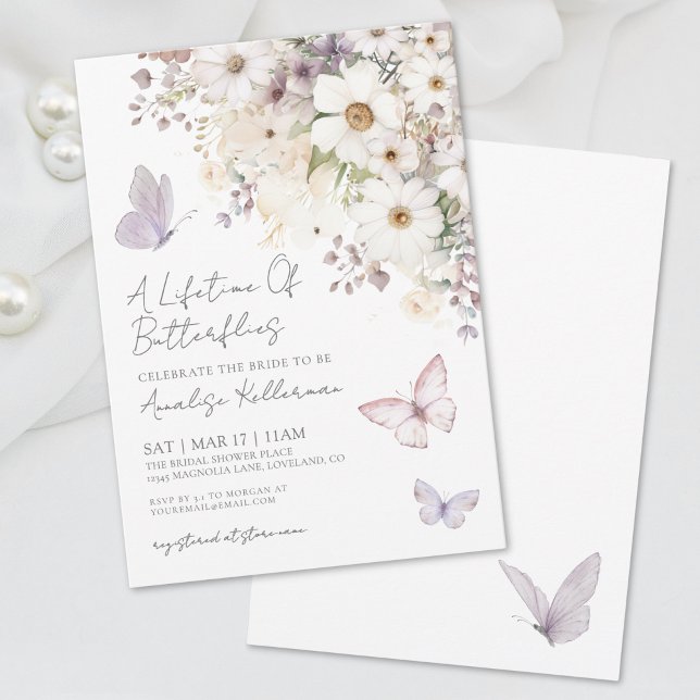 Butterfly Wildflowers Bridal Shower Invitation (Butterfly Wildflowers Bridal Shower Invitation)